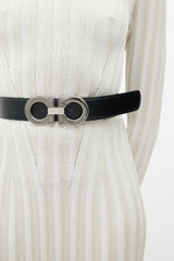 Ferragamo Black & Brown Gancini Reversible Leather Belt