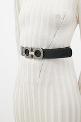 Ferragamo Black & Brown Gancini Reversible Leather Belt