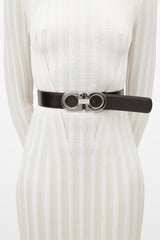 Ferragamo Black & Brown Gancini Reversible Leather Belt