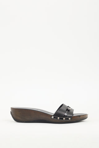 Ferragamo Black & Brown Leather Sandal