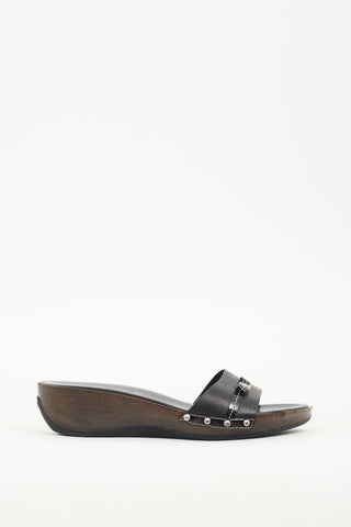 Ferragamo Black & Brown Leather Sandal