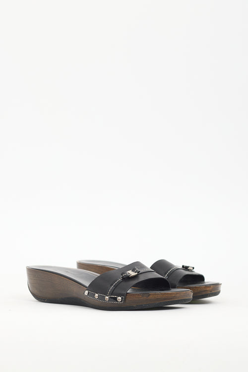 Ferragamo Black & Brown Leather Sandal