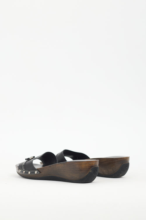 Ferragamo Black & Brown Leather Sandal