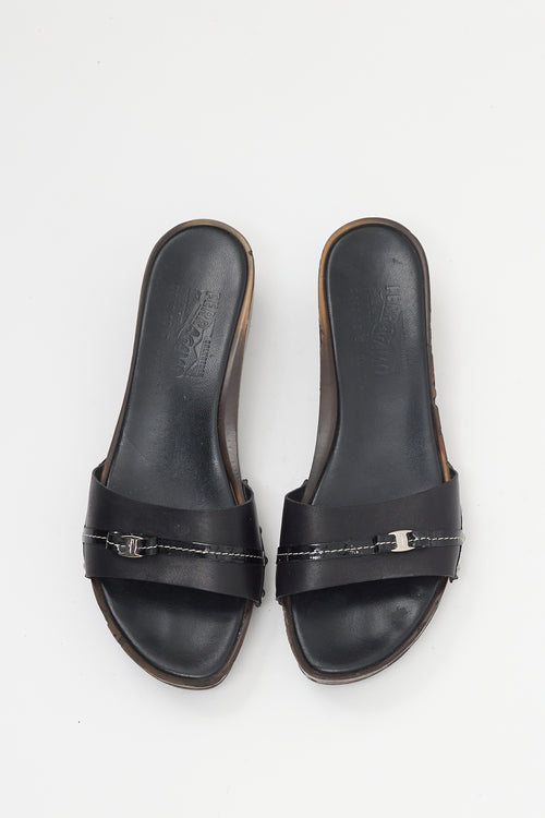 Ferragamo Black & Brown Leather Sandal