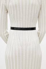 Ferragamo Black & Gold Leather F Belt