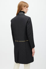Ferragamo Black & Gold Zip Quilted Coat