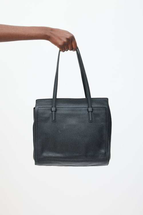Ferragamo Black Leather Amy Double Handle Tote Bag
