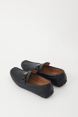 Ferragamo Black Leather Buckled Sardegna Loafer