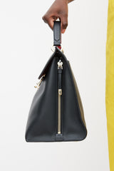 Ferragamo Black Leather Gancini Jet Set Bag
