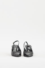 Ferragamo Black Leather Gancini Slingback Pump