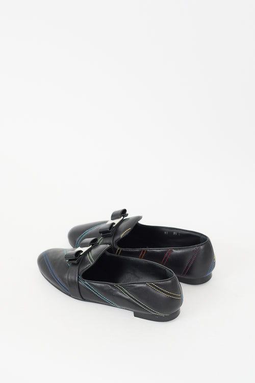 Ferragamo Black Leather Libby Rainbow Loafer