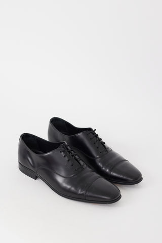 Ferragamo Black Leather Pointed Toe Oxford