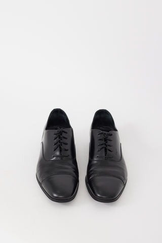 Ferragamo Black Leather Pointed Toe Oxford