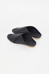 Ferragamo Black Leather Slide Mule