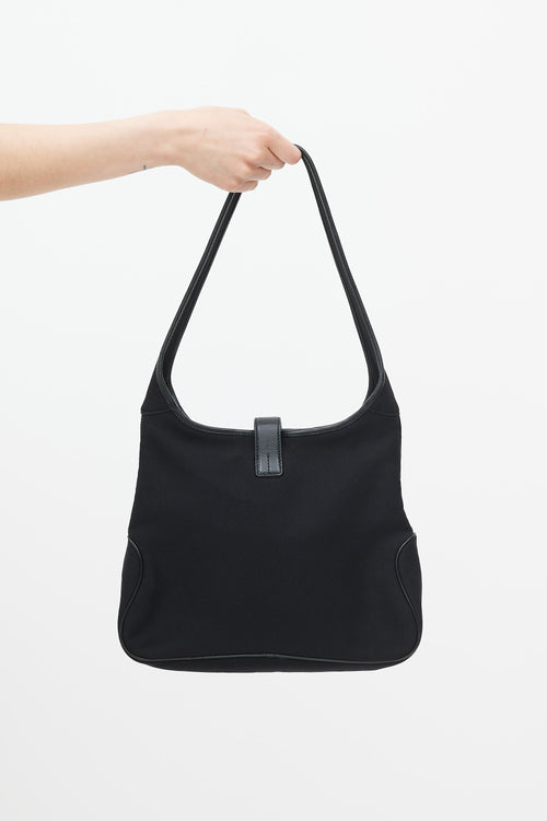 Ferragamo Black Leather Trimmed Bag