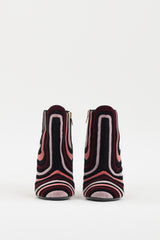 Ferragamo Black & Multi Velvet Stripe Boot