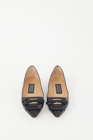Ferragamo Black Patent Leather Bow Ballet Flat
