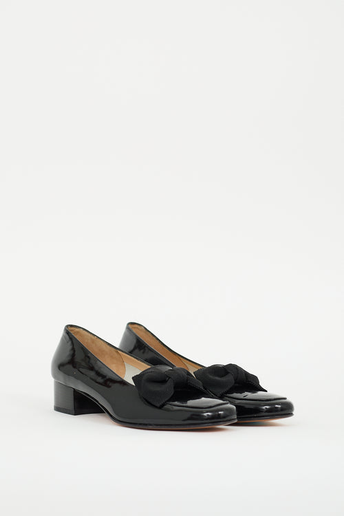 Ferragamo Black Patent Leather Bow Loafer