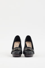 Ferragamo Black Leather Gancini Buckle Pump