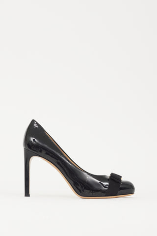 Ferragamo Black Patent Leather Pimpa Heel