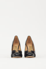 Ferragamo Black Patent Leather Pimpa Heel