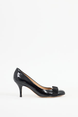 Ferragamo Black Patent Leather Vara Bow Pump