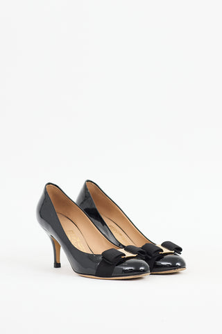 Ferragamo Black Patent Leather Vara Bow Pump