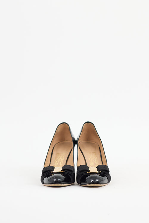 Ferragamo Black Patent Leather Vara Bow Pump