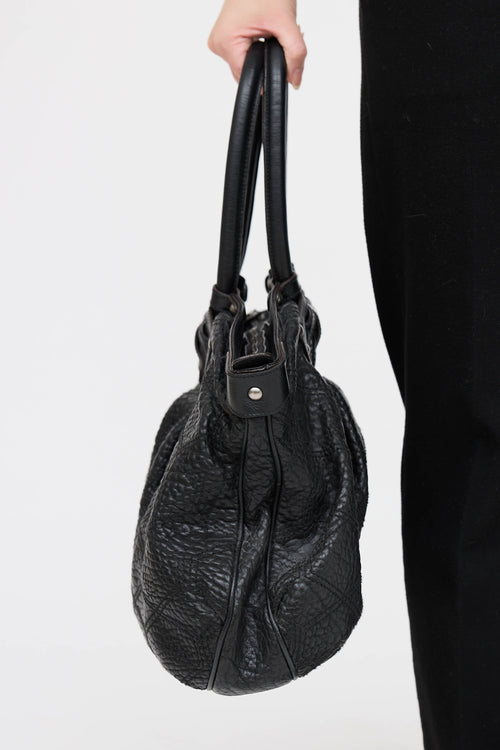 Ferragamo Pebbled Leather Shoulder Bag