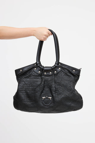 Ferragamo Pebbled Leather Shoulder Bag