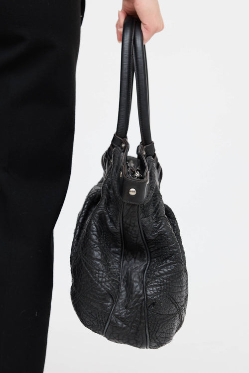 Ferragamo Pebbled Leather Shoulder Bag