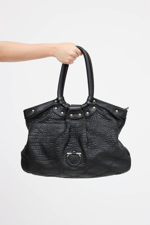 Ferragamo Pebbled Leather Shoulder Bag