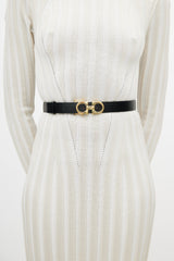 Ferragamo Black & Red Gancini Reversible Leather Belt