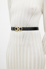 Ferragamo Black & Red Gancini Reversible Leather Belt