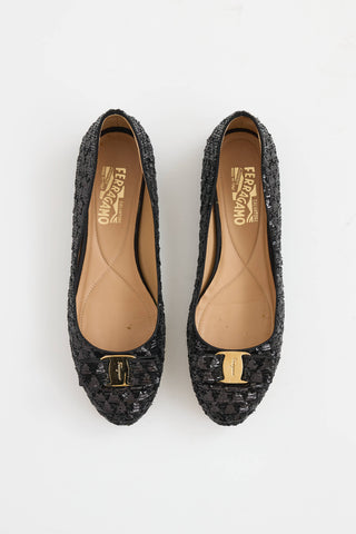Sequin Vara Bow Flatferragamo-sequin-vara-bow-flat-1-39708-36