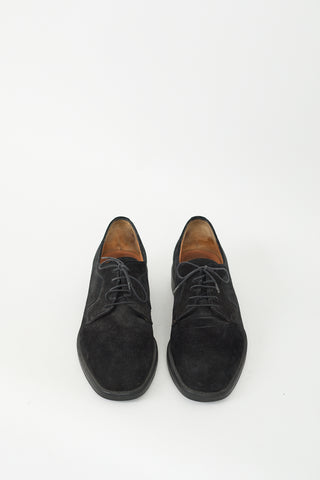 Ferragamo Black Suede Lace Up Oxford