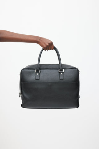 Ferragamo Black Textured Leather Briefcase