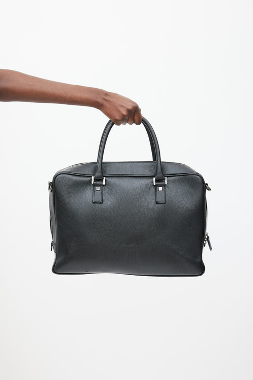 Ferragamo Black Textured Leather Briefcase