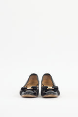 Ferragamo Black Patent Leather Perforated Vara Bow Pump