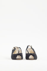 Ferragamo Black Satin Bow Slingback Heel