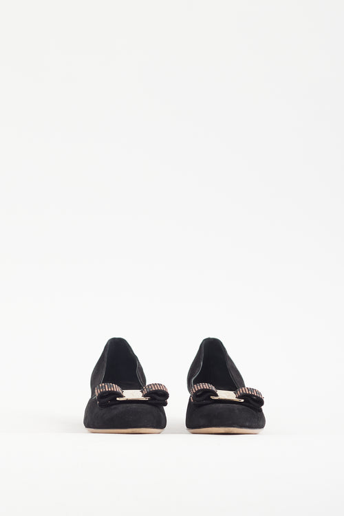 Ferragamo Black & Brown Embellished Vara Heel