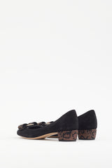 Ferragamo Black & Brown Embellished Vara Heel