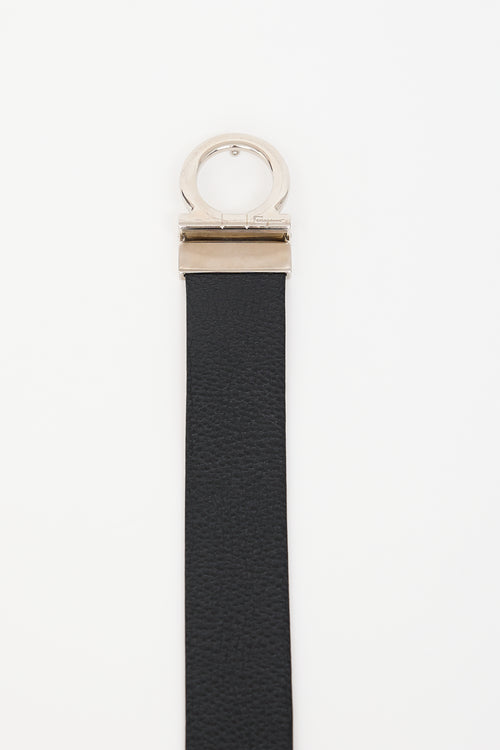 Ferragamo Black & Brown Reversible Leather Gancini Belt