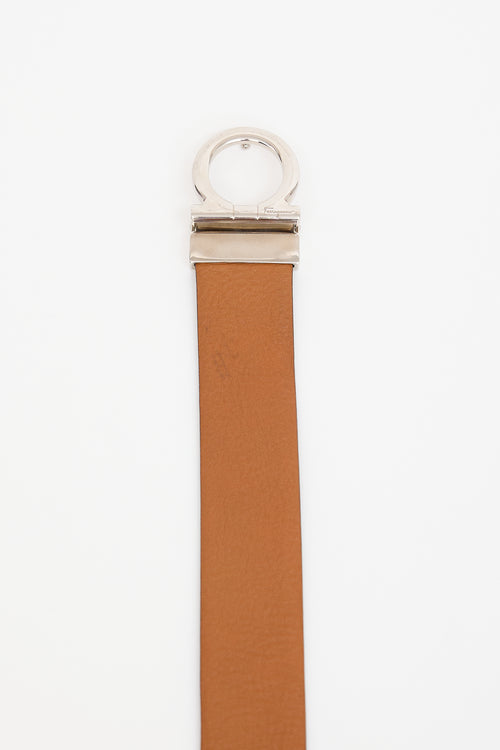 Ferragamo Black & Brown Reversible Leather Gancini Belt