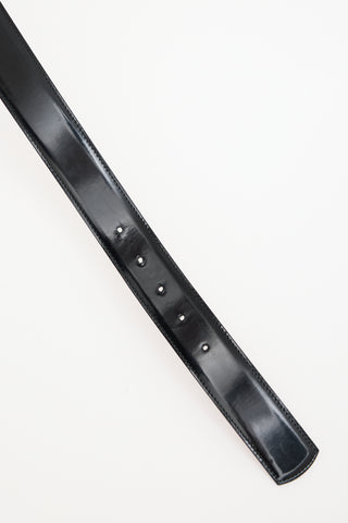 Ferragamo Black & Brown Reversible Leather Gancini Belt