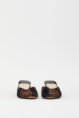 Ferragamo Vintage Black & Brown Suede Whipstitch Mule