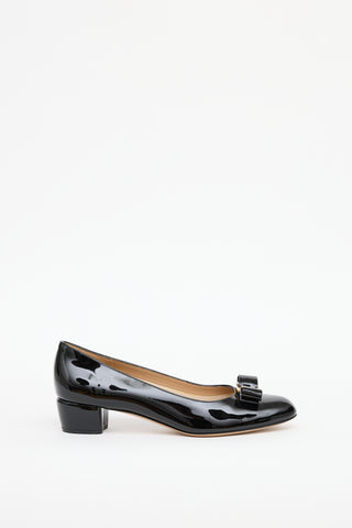 Ferragamo Black Patent Vara Pump