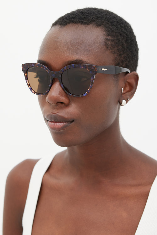 Ferragamo Blue & Brown SF877S Sunglasses