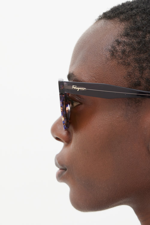 Ferragamo Blue & Brown SF877S Sunglasses