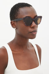 Ferragamo Blue & Brown SF877S Sunglasses